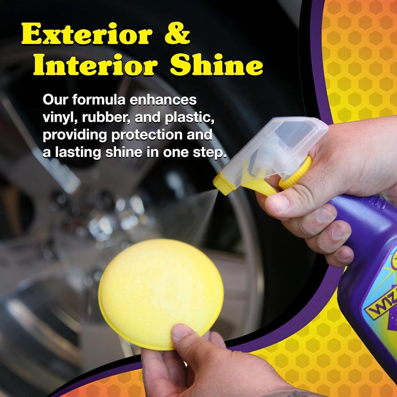 WIZARDS Tire and Wheel Vinyl Shine - Professional Detailing Spray - Dresses & Protects Tires, Trim, and Wheels - UV Protectant for Rubber, Vinyl, and Matte Surfaces - Automotive Care Spray - 22 oz - Image 3