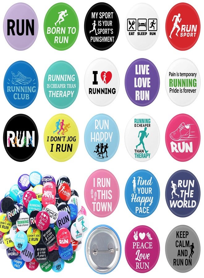 Tondiamo 160 Pcs Funny Running Pins Round Metal Badge Running Brooch Race and Marathon Themed Pins for Runner - Image 1