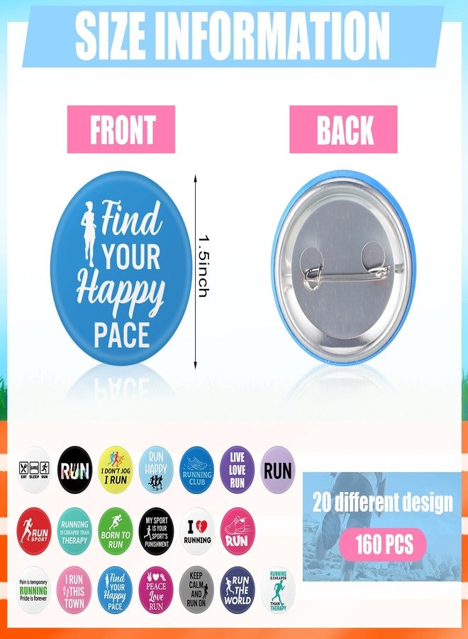 Tondiamo 160 Pcs Funny Running Pins Round Metal Badge Running Brooch Race and Marathon Themed Pins for Runner - Image 2