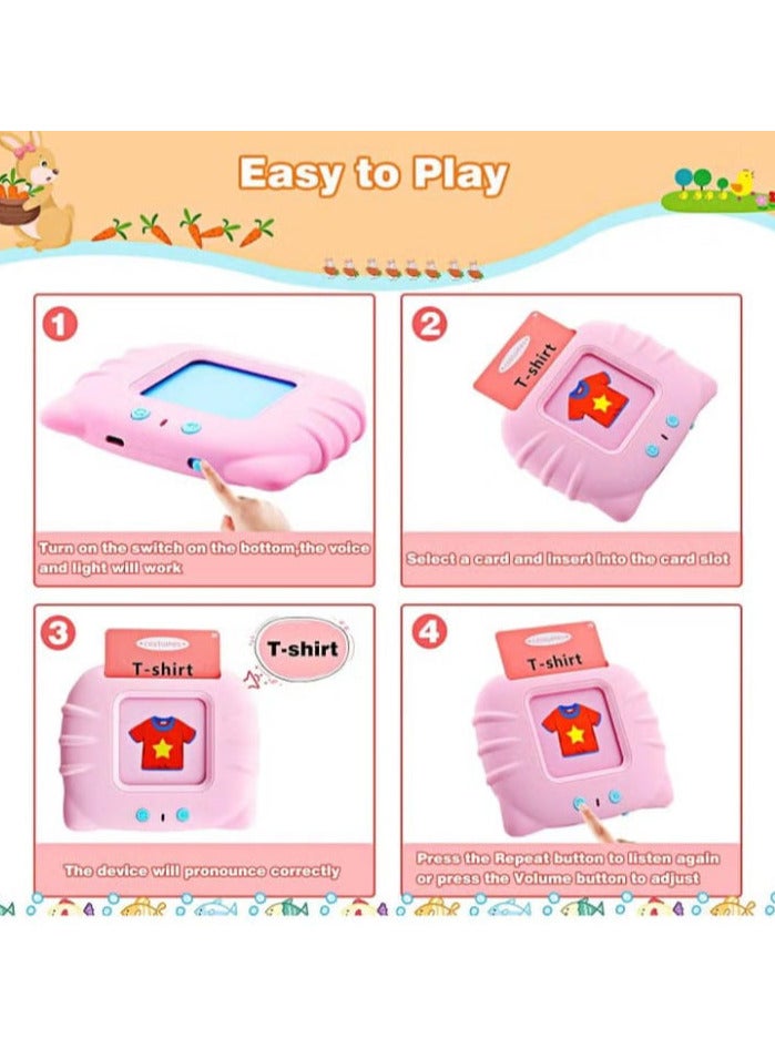 لعبة تعليمية للأطفال استمع وتعلم بطاقات فلاش مسموعة للأطفال الصغار 1 2 3 4 5 6 سنوات جهاز البطاقات التعليمية للأولاد والبنات مع 112 قطعة من البطاقات مزدوجة الجوانب 224 كلمة - Image 2