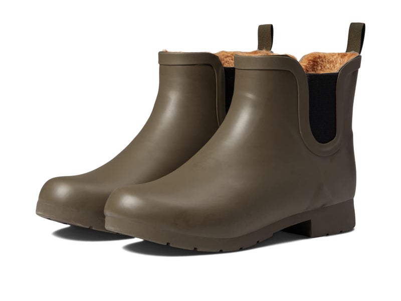 Chooka Womens Waterproof Plush Chelsea Bootie Rain Olive 6 US