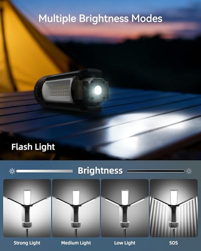 CORESLUX Rechargeable Camping Lights with Stand, 6000K Portable Work Light, 4 LED Lamp Heads Magnetic Flashlight with Detachable Tripod Camping Essentials for Outdoor Work, Garage, Camping, Fishing - Image 3