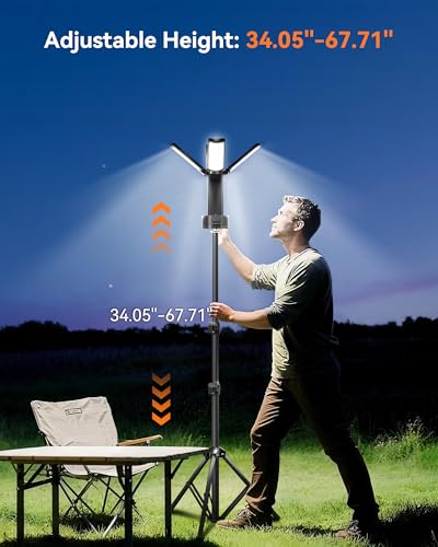 CORESLUX Rechargeable Camping Lights with Stand, 6000K Portable Work Light, 4 LED Lamp Heads Magnetic Flashlight with Detachable Tripod Camping Essentials for Outdoor Work, Garage, Camping, Fishing - Image 4
