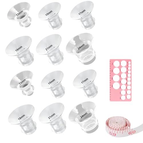 squishy 6Pcs Spectra Breast Pump Flange Inserts, Breast Pump Flange Sizing Kit with Nipple Ruler, Compatible with Most Breast Pumps for Comfortable Pumping (Transparent （12PCS）) - Image 1
