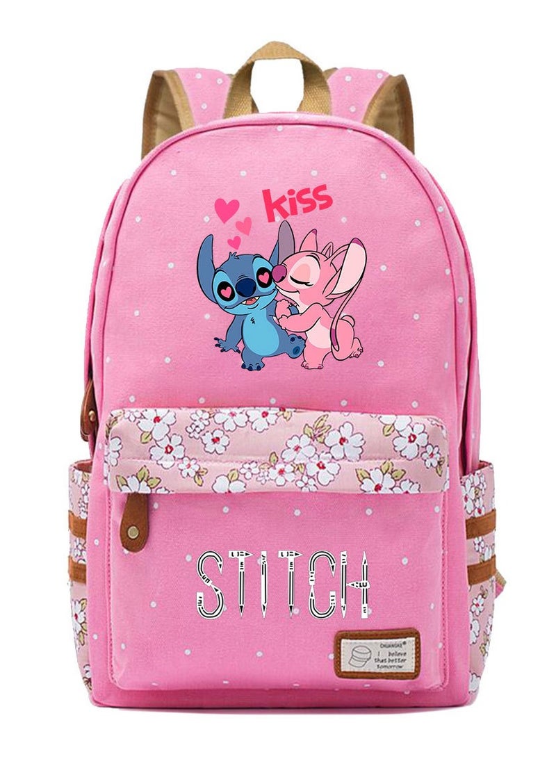 Stitch Printed Youth Casual Woven Strap Backpack