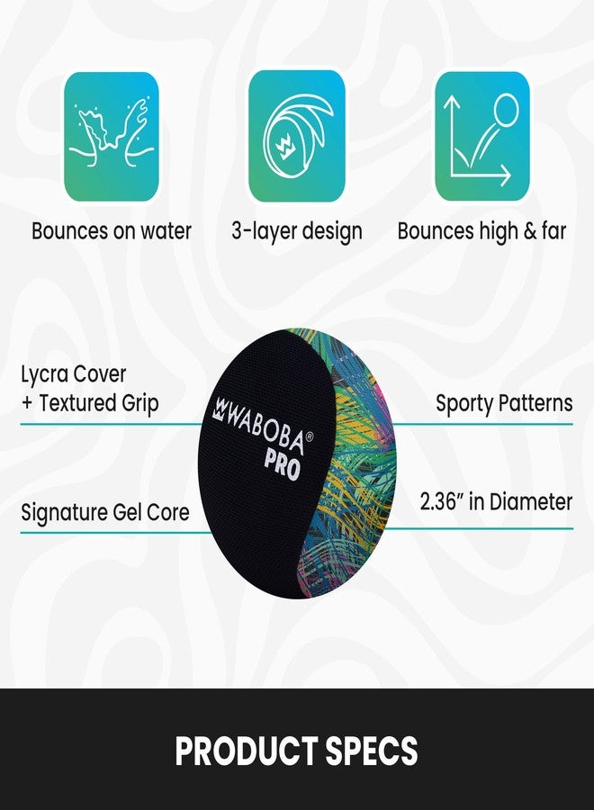 Waboba Pro Water Bouncing Ball with Added Grip - Perfect Toy for Beach and Water Games - Skips on Water - Invented in Sweden - Colorful Lines - Image 3