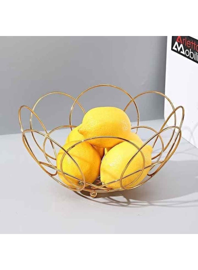 BS B&S Iron Fruit Basket 25.5 x 13.5cm – Modern Hollow Multi-Circle Fruit Storage Bowl  - Image 1