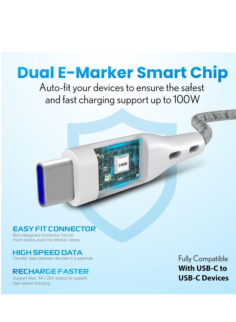 Remson كابل رمسون رابيد-لينك نايلون مضفر USB-A إلى Type C للشحن السريع ومزامنة البيانات 2 متر أبيض - Image 4