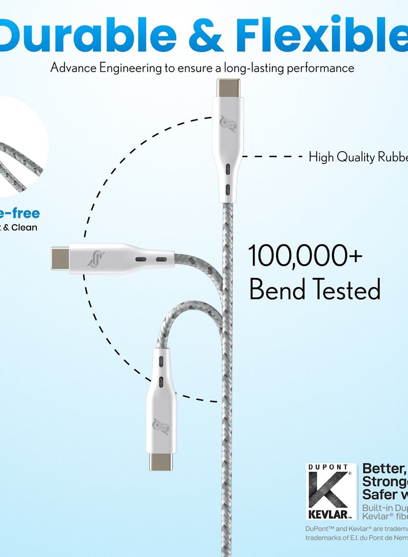 Remson كابل رمسون رابيد-لينك نايلون مضفر USB-A إلى Type C للشحن السريع ومزامنة البيانات 2 متر أبيض - Image 2