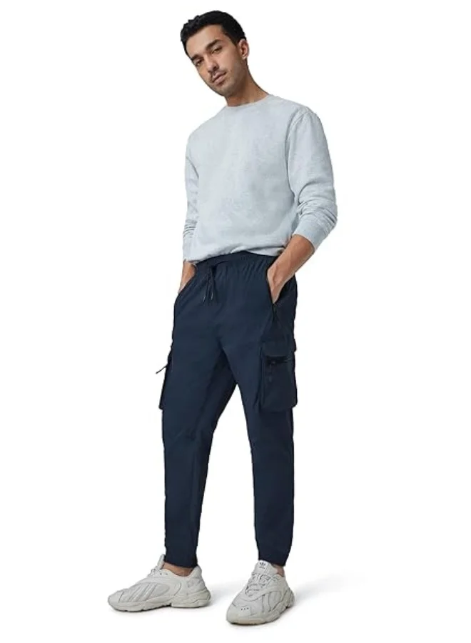 اكس واي اكس اكس Men Cotton Rich Cargo Jogger, Relaxed, Solid, Pack of 1, MB3JG05L, Midnight Blue, L