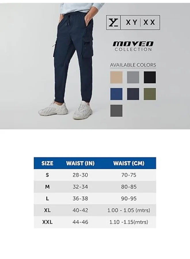 XYXX  Men Cotton Rich Cargo Jogger, Relaxed, Solid, Pack of 1, MB3JG05L, Midnight Blue, L  | Best Price UAE