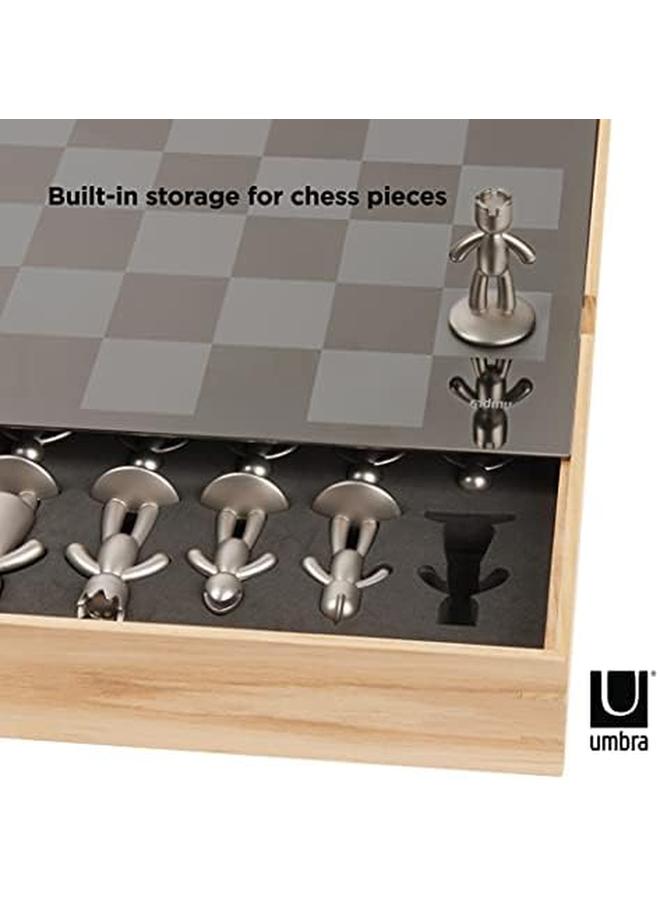امبرا مجموعة شطرنج بادي للأطفال والكبار لعبة رقعة الشطرنج الأصلية الحديثة مصنوعة من المعدن مع لمسة نهائية من النيكل والتيتانيوم مقاس 13 - Image 4