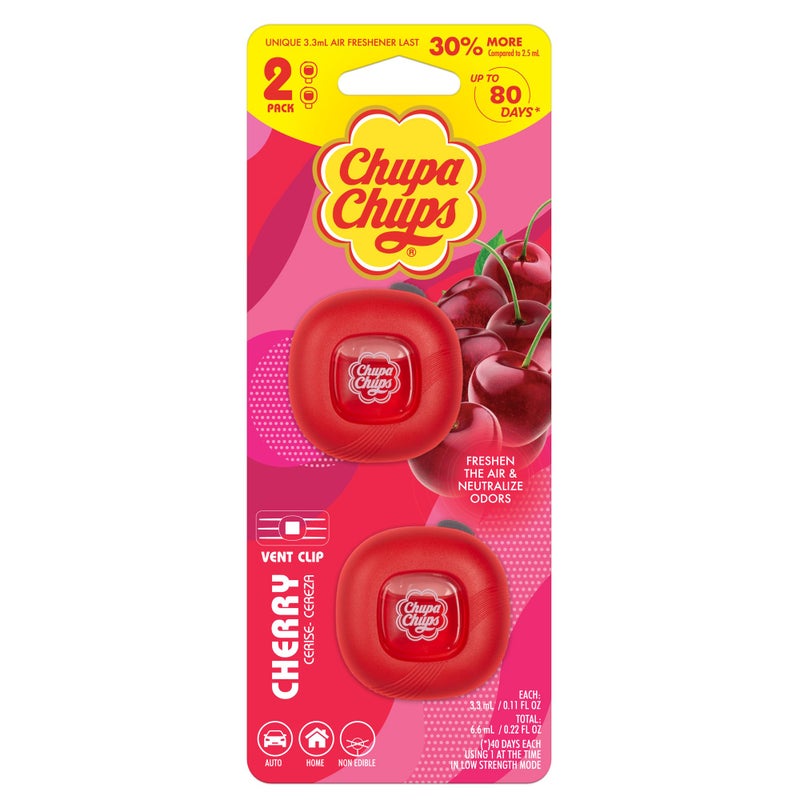 Chupa Chups Car Air Freshener Candy Cherry Long Lasting Car Fresheners with Fun Scents Colorful and Vibrant Air Freshener for Car Unique Car Freshner Perfume Deodorizer Refresher Fragrance
