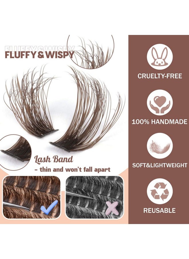 FANXITON Brown Lash Clusters 320 Pcs Lash Extension Kit Fluffy DIY Eyelash Extensions Kit Natural Look Cluster Lashes D Curl 8-16 MM Mixed Lash Bond and Seal Lash Tweezers for Lash Clusters Kit DIY at Home  - Image 3