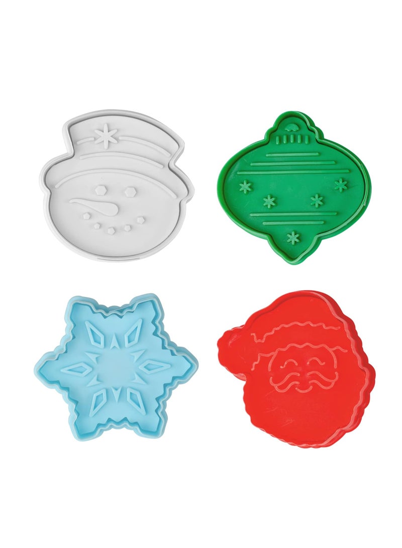 R&M R&M, Christmas Double-Sided Cookie Cutter Stamper Set of 4, Assorted Designs and Sizes, Christmas Tree, Snowman, Santa, Gingerbread Man, Green and Red  - Image 2