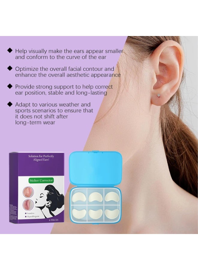 EELHOE Ear Corrector Silicone Patches for Concave Ears, Ear Lobe Support to Create V-shaped Face & Natural Ear Contours, Cosmetic Ear Stickers, Pack of 6, Ear Shaping Patches for Ear Enhancement  - Image 5