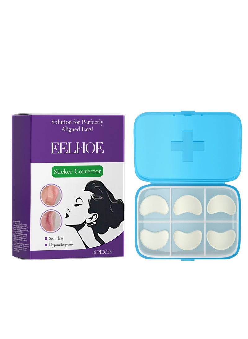 EELHOE Ear Corrector Silicone Patches for Concave Ears, Ear Lobe Support to Create V-shaped Face & Natural Ear Contours, Cosmetic Ear Stickers, Pack of 6, Ear Shaping Patches for Ear Enhancement  - Image 1