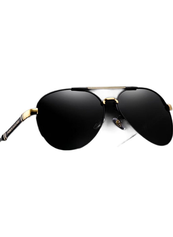 Lesca Lunetier Day And Night Polarized Uv Protection Sunglasses, Black Gold Frame With Gray Lenses (For Daytime Use Only) - Image 3