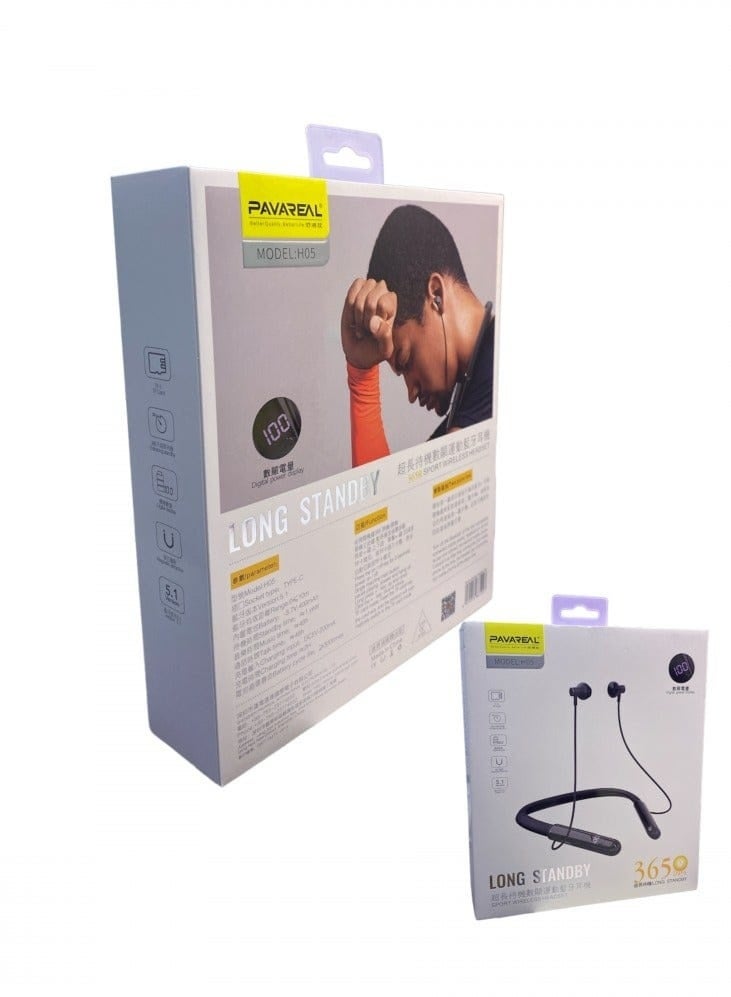 PAVAREAL H05 Long Standby Wireless Neckband Headset with Digital Power Display and HiFi Sound - Image 2