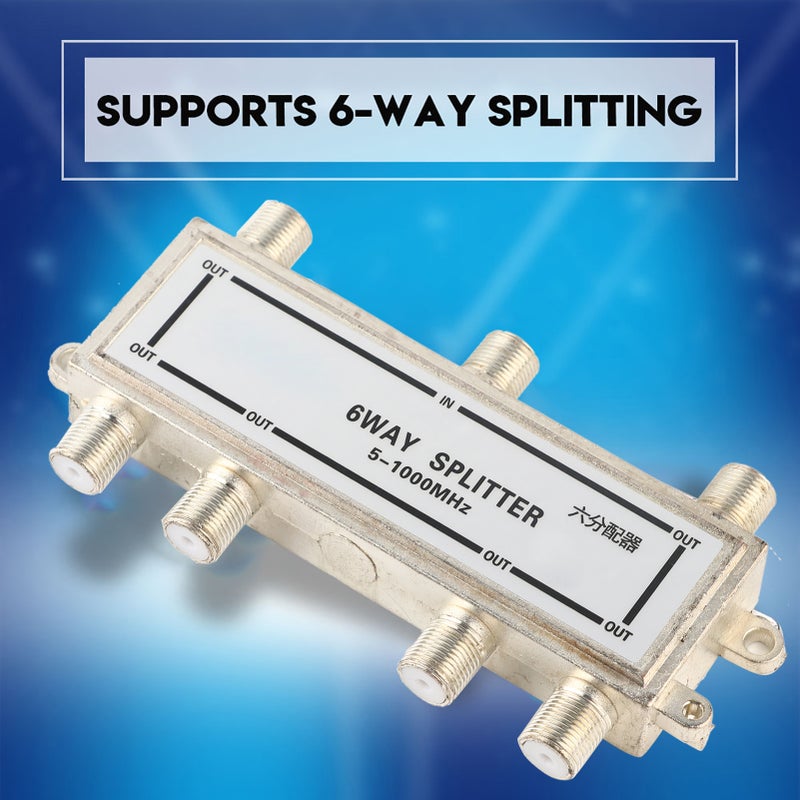 6 Way Coax Cable Splitter 5-1000MHz CATV TV Antenna Coaxial Signal Split - Image 1