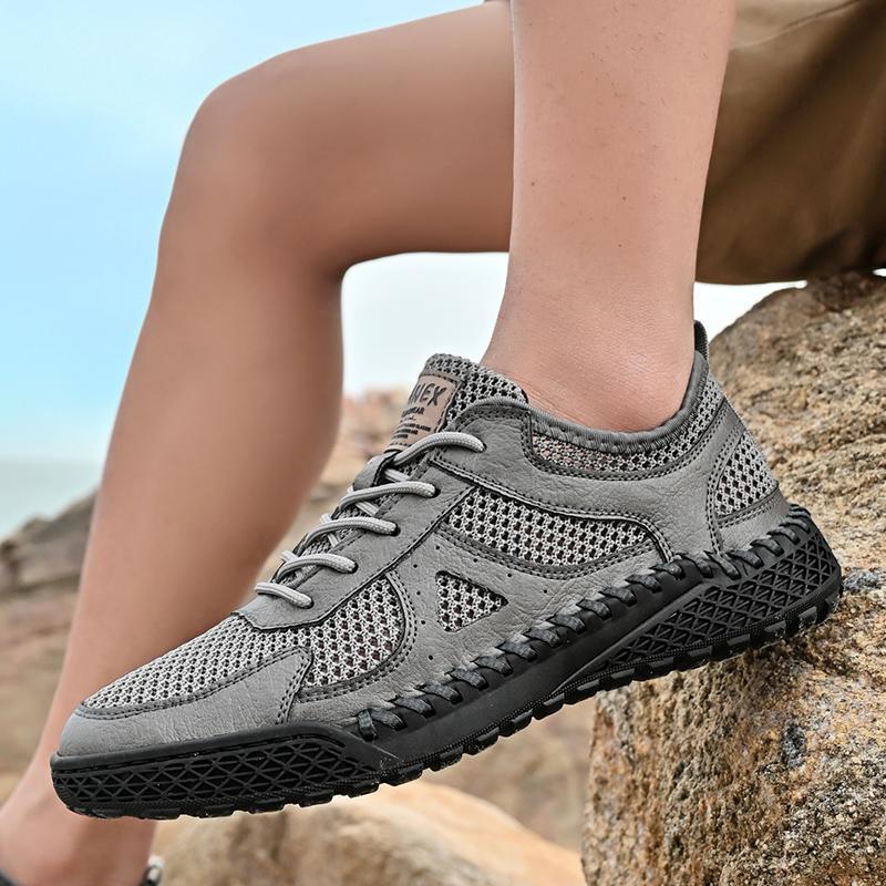 2024 Export Large Size Men'S Summer Fashion Hand-Stitched Cut Out Breathable Mesh Shoes Outdoor Beach Shoes Men'S Sandals - Image 5