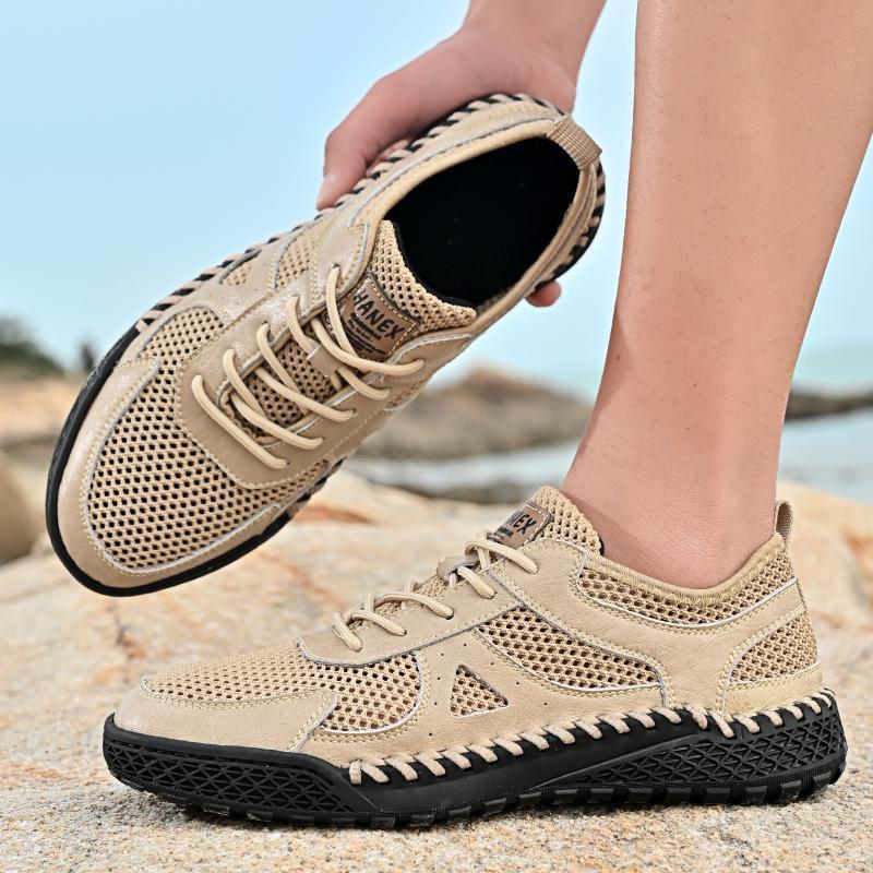 2024 Export Large Size Men'S Summer Fashion Hand-Stitched Cut Out Breathable Mesh Shoes Outdoor Beach Shoes Men'S Sandals - Image 1