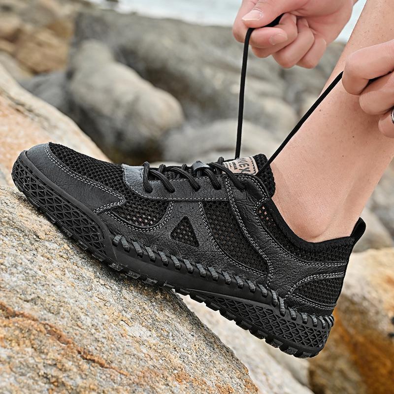 2024 Export Large Size Men'S Summer Fashion Hand-Stitched Cut Out Breathable Mesh Shoes Outdoor Beach Shoes Men'S Sandals - Image 4