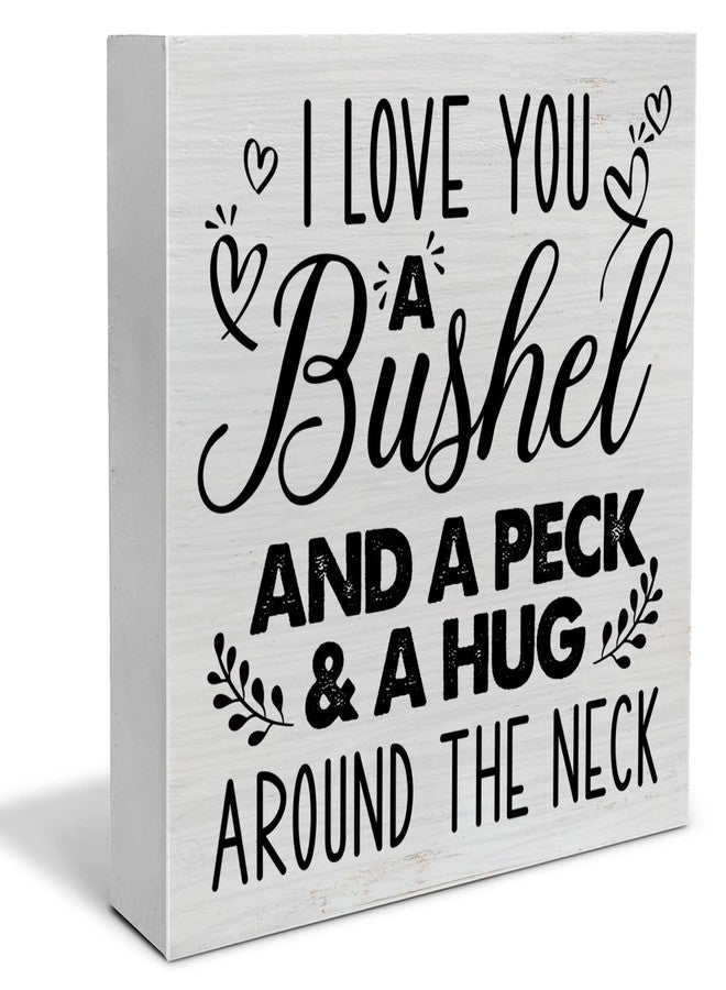 PIXCEOS Romantic Quote Decorative Wooden Box Sign I Love You a Bushel and a Peck Wood Block Plaque Decor Farmhouse Home Living Room Bedroom Shelf or Wall Display 5x5 Inches - Image 1