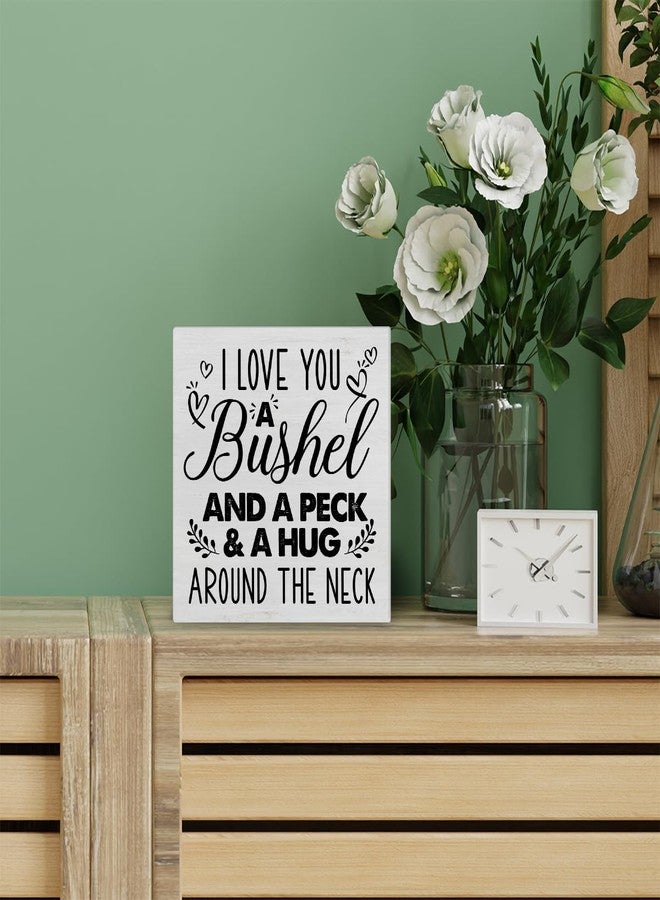 PIXCEOS Romantic Quote Decorative Wooden Box Sign I Love You a Bushel and a Peck Wood Block Plaque Decor Farmhouse Home Living Room Bedroom Shelf or Wall Display 5x5 Inches - Image 4
