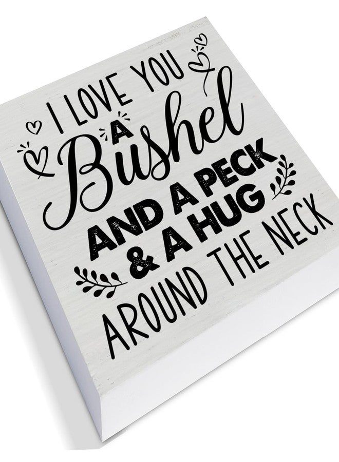 PIXCEOS Romantic Quote Decorative Wooden Box Sign I Love You a Bushel and a Peck Wood Block Plaque Decor Farmhouse Home Living Room Bedroom Shelf or Wall Display 5x5 Inches - Image 2