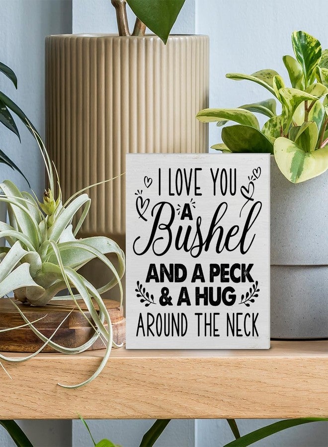 PIXCEOS Romantic Quote Decorative Wooden Box Sign I Love You a Bushel and a Peck Wood Block Plaque Decor Farmhouse Home Living Room Bedroom Shelf or Wall Display 5x5 Inches - Image 3