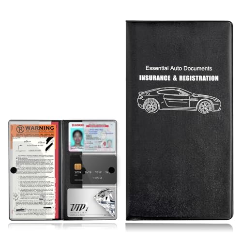 Yourkar Car Registration and Insurance Holder 956519 Automotive Glove Box Organizer Vehicle Card Document Glove Box Organizer for Documents Cards License Car Accessories Black - Image 1