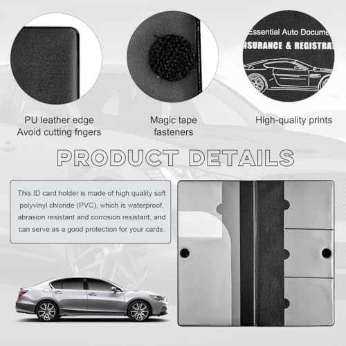 Yourkar Car Registration and Insurance Holder 956519 Automotive Glove Box Organizer Vehicle Card Document Glove Box Organizer for Documents Cards License Car Accessories Black - Image 5