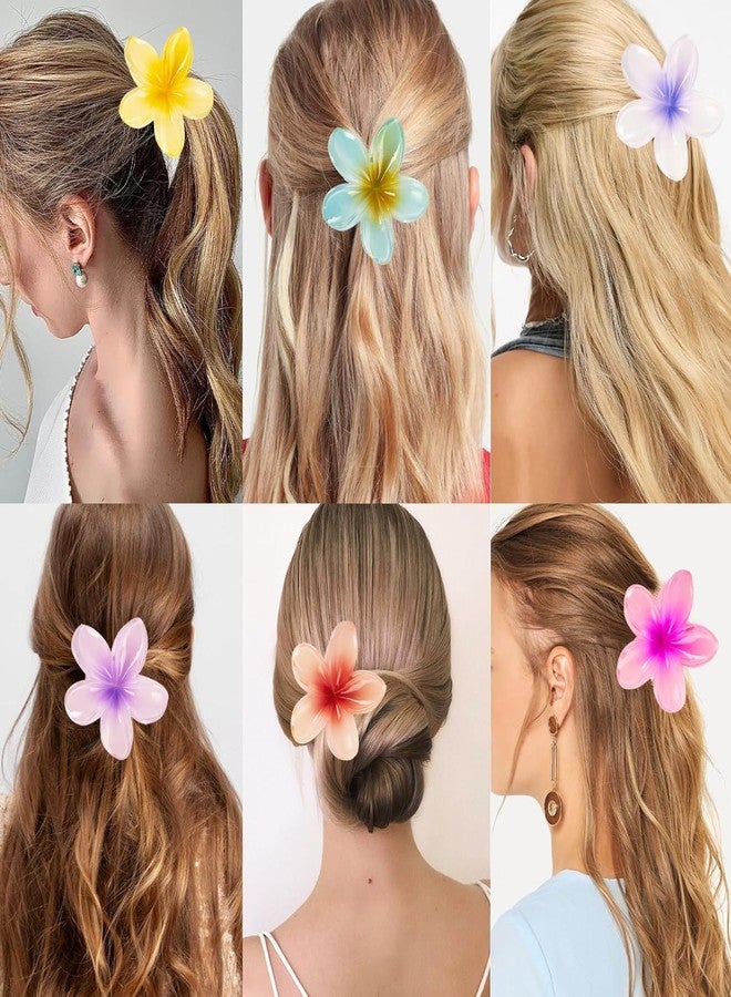 Raenso 4 Pcs Flower Hair Claw Multicolor, Hawaiian Flower Hair Clips for Women, Floral Claw Clips for Women, Beach Tropical Hair Accessories for Girls - Image 2