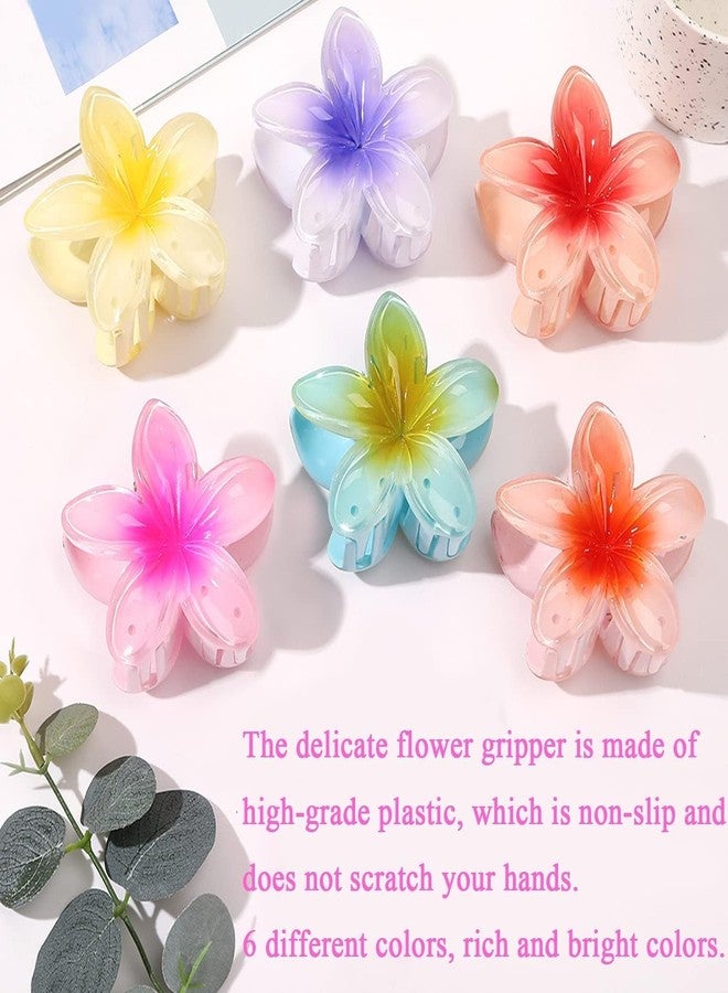 Raenso 4 Pcs Flower Hair Claw Multicolor, Hawaiian Flower Hair Clips for Women, Floral Claw Clips for Women, Beach Tropical Hair Accessories for Girls - Image 3