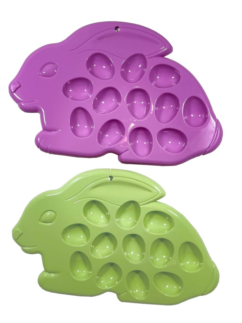 Greenbrier Easter Egg Holder Bunny Plate Set 2 Hold 24 Eggs New 
