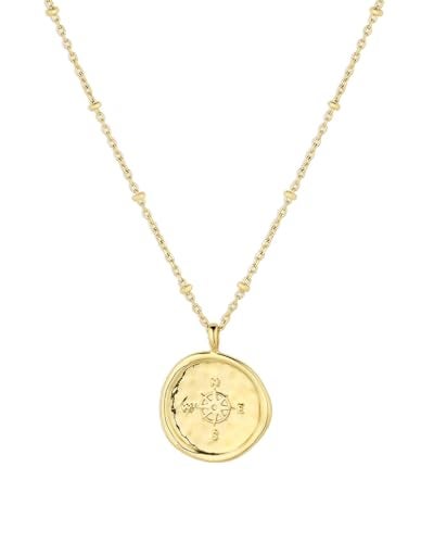 gorjana - Compass Coin Pendant Necklace 3/4 inch - 18k Gold Plated - Adjustable 17-19 inch Chain - Spring Ring Closure - Long-Lasting - Image 1