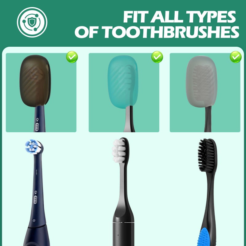 Lapfoon 6 Packs Silicone Toothbrush Covers, Tooth Brush Cover Cap for Electric & Manual Toothbrush Heads - Image 2
