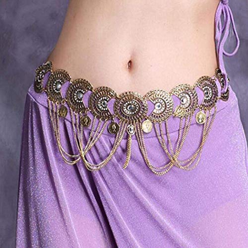Idealway Vintage Silver/Bronze Waist Chian Hollow out Carving Rhinestone Crystal Body Chain Summer Beach Body Waist Chain Jewelry (Brown) - Image 2