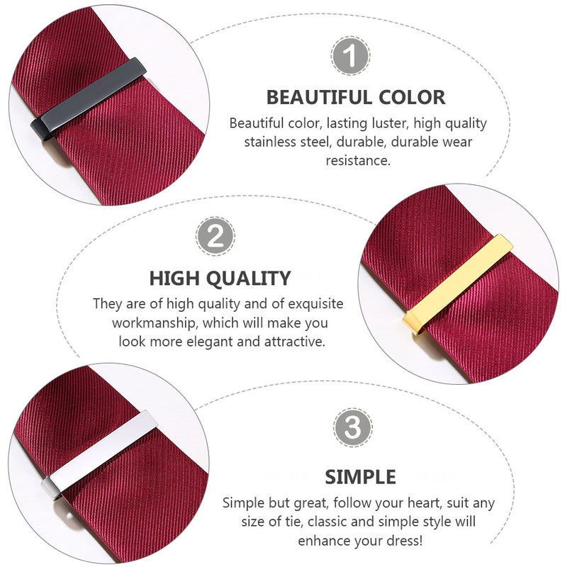 Tie Clips for Business, Durable Stainless Steel Tie Bars with Classic Style - Image 5