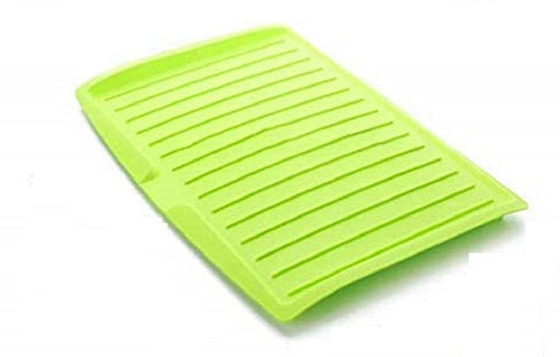 Primetan Plastic Sink Dish Drainer Kitchen Tools Organizer Washing Holder Storage Rack Drain Board for Fruit Vegetables Glass Green - Image 1