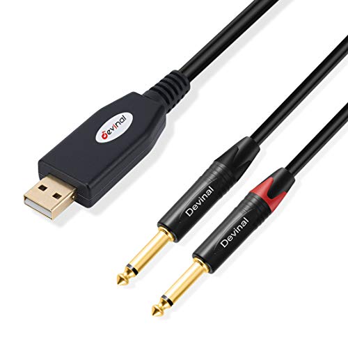 Devinal USB to Dual 1/4" Stereo Audio Cable, USB-A to Dual 1/4" inch Output Cord Connector, PC to Stereo Audio Cable Converter for Amplifier, Speaker, etc 10Ft - Image 1