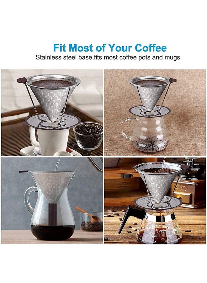 HASTHIP® Filter Coffee Maker 800 Mesh with Handle Pour Over Coffee Filter Stainless Steel V60 Coffee Dripper 100% Paperless Maker Honeycomb Cup Cafe Keeping Nature Coffee Flavour Easy To Use And Clean - Image 5