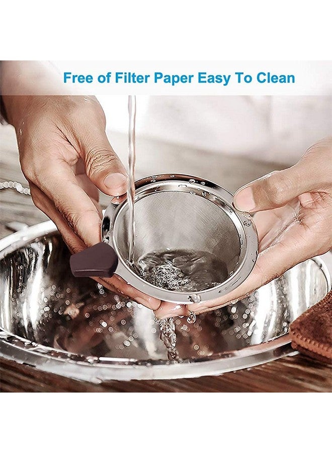 HASTHIP® Filter Coffee Maker 800 Mesh with Handle Pour Over Coffee Filter Stainless Steel V60 Coffee Dripper 100% Paperless Maker Honeycomb Cup Cafe Keeping Nature Coffee Flavour Easy To Use And Clean - Image 4