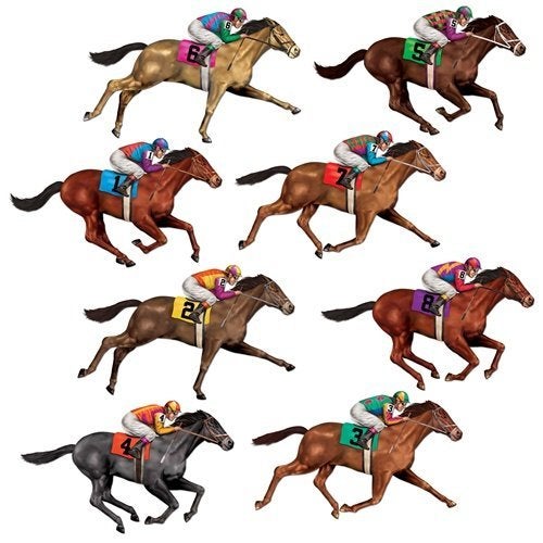 Beistle Race Horse Props 8-Count – 29" Cutout Horse Images Printed on 2 Clear Plastic Sheets for Racehorse Sports Day Decorations, Horse Racing Parties, and Wall Backdrops - Image 4