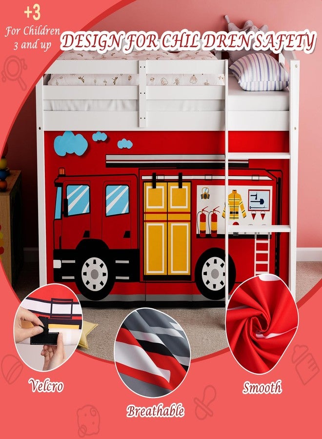 YRDKB Fire-Truck Bunk Bed - 33H Curtains Premium and Customizable Cartoon Loft Bed Curtains for Children to Enhance The Imaginative Creation Bedroom Curtains(3PCS,Full) - Image 4