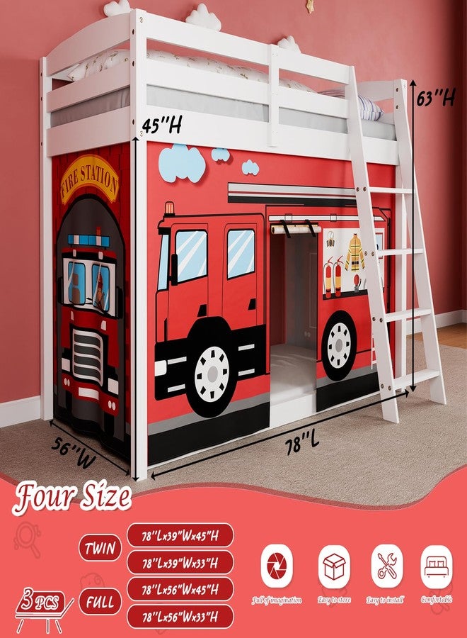 YRDKB Fire-Truck Bunk Bed - 33H Curtains Premium and Customizable Cartoon Loft Bed Curtains for Children to Enhance The Imaginative Creation Bedroom Curtains(3PCS,Full) - Image 2
