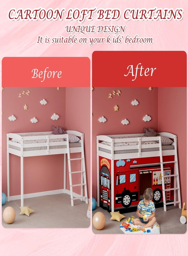 YRDKB Fire-Truck Bunk Bed - 33H Curtains Premium and Customizable Cartoon Loft Bed Curtains for Children to Enhance The Imaginative Creation Bedroom Curtains(3PCS,Full) - Image 3