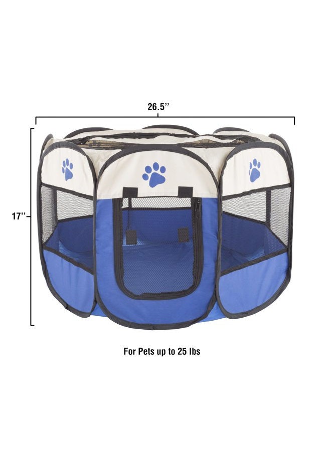 PETMAKER Pop-Up Pet Playpen - 26-Inch Indoor and Outdoor Dog Kennel with Carrying Bag - Portable Pet Enclosure for Dogs and Small Animals (Blue) - Image 3