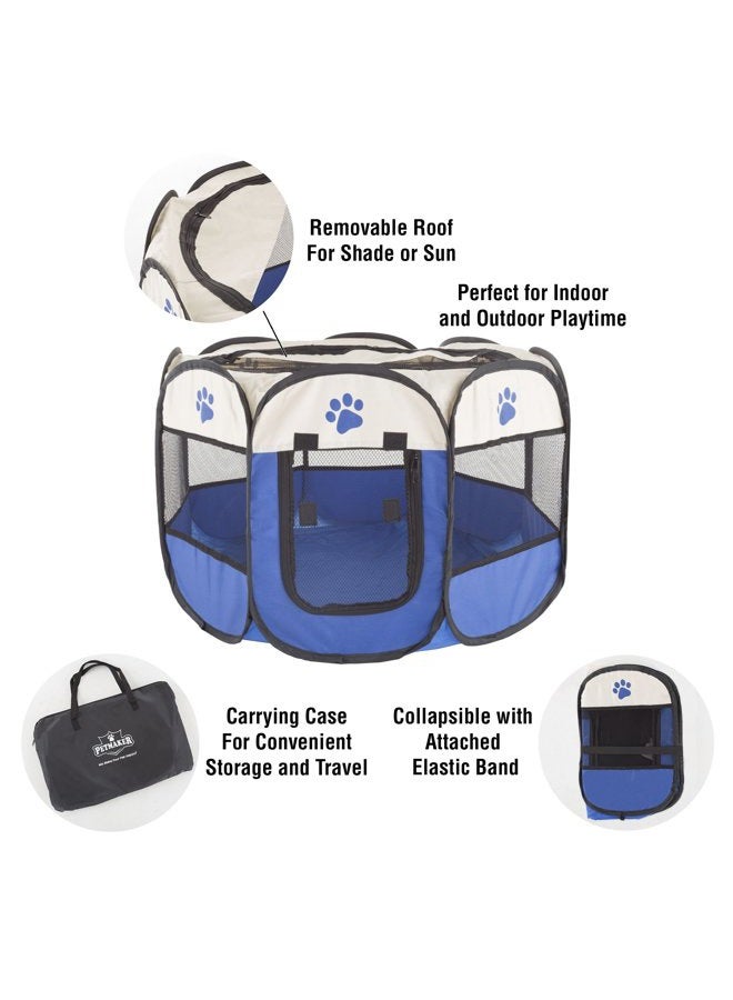 PETMAKER Pop-Up Pet Playpen - 26-Inch Indoor and Outdoor Dog Kennel with Carrying Bag - Portable Pet Enclosure for Dogs and Small Animals (Blue) - Image 4